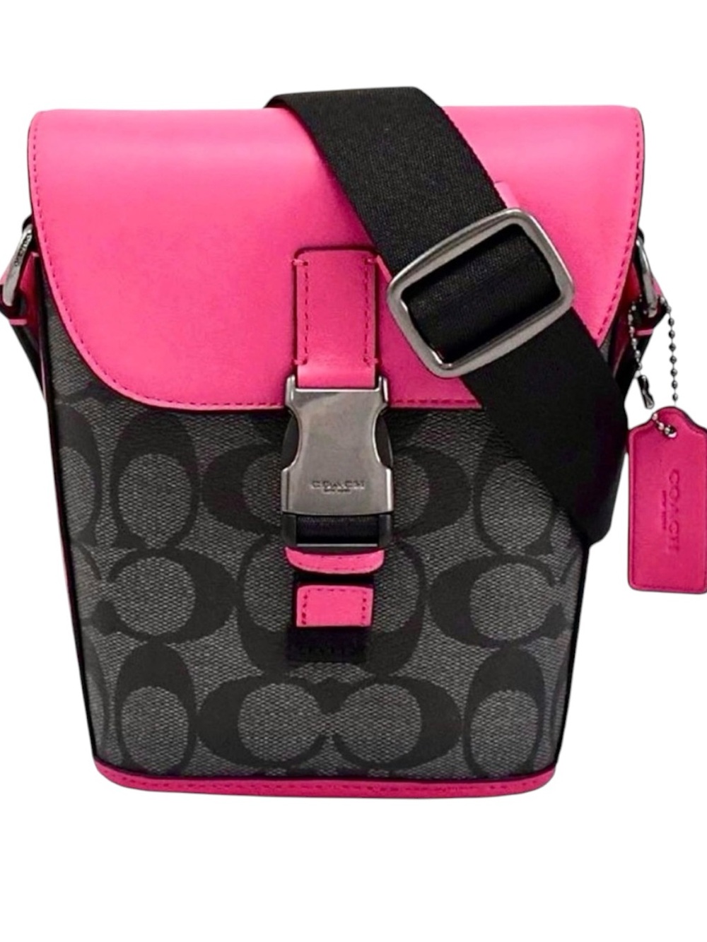 COACH Original Rose Black Signature Collection Track Small Crossbody